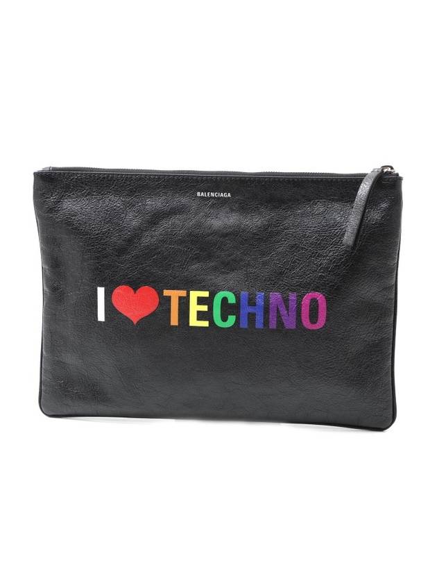 Luxury Balenciaga  I Love Techno Clutch Bag Black