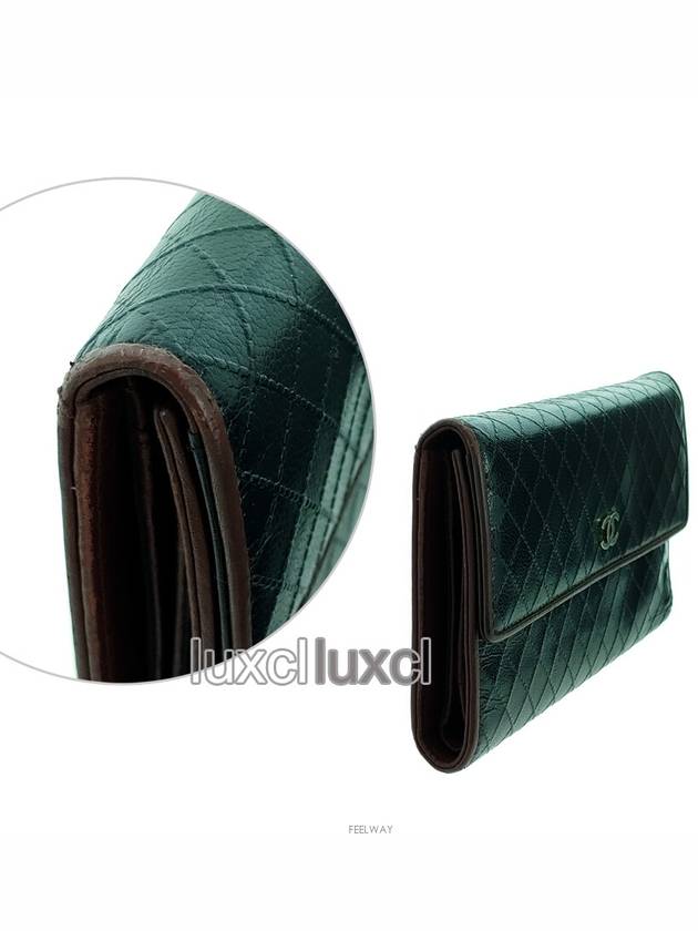 Silver Bicolore Flap Long Wallet Chanel