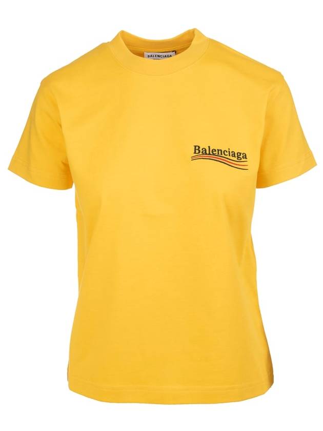 Luxury Balenciaga  Wave Logo Slim Fit Short Sleeve T-Shirt Yellow