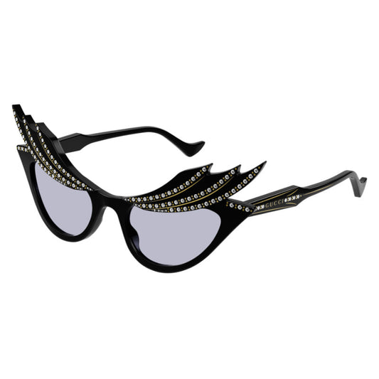 Gucci Cat Eye Full Rim, with a Black frame and Violet lens. Black