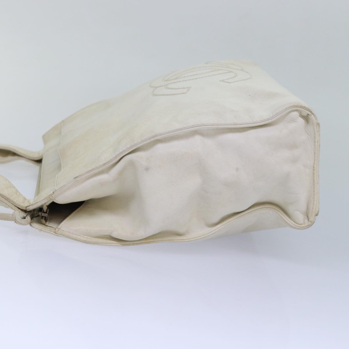 Top Quality Chanel COCO Mark Tote Bag Leather White CC Auth 83380