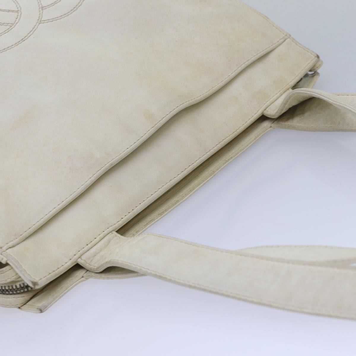 Top Quality Chanel COCO Mark Tote Bag Leather White CC Auth 83380