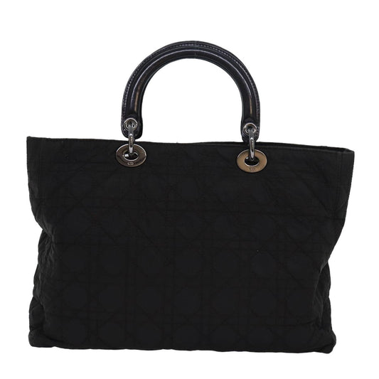 CHRISTIAN DIOR Lady Dior Canage Hand Bag Nylon Black Auth 83413