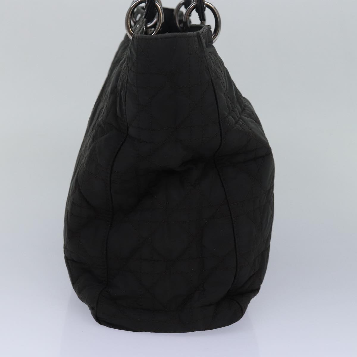 CHRISTIAN DIOR Lady Dior Canage Hand Bag Nylon Black Auth 83413