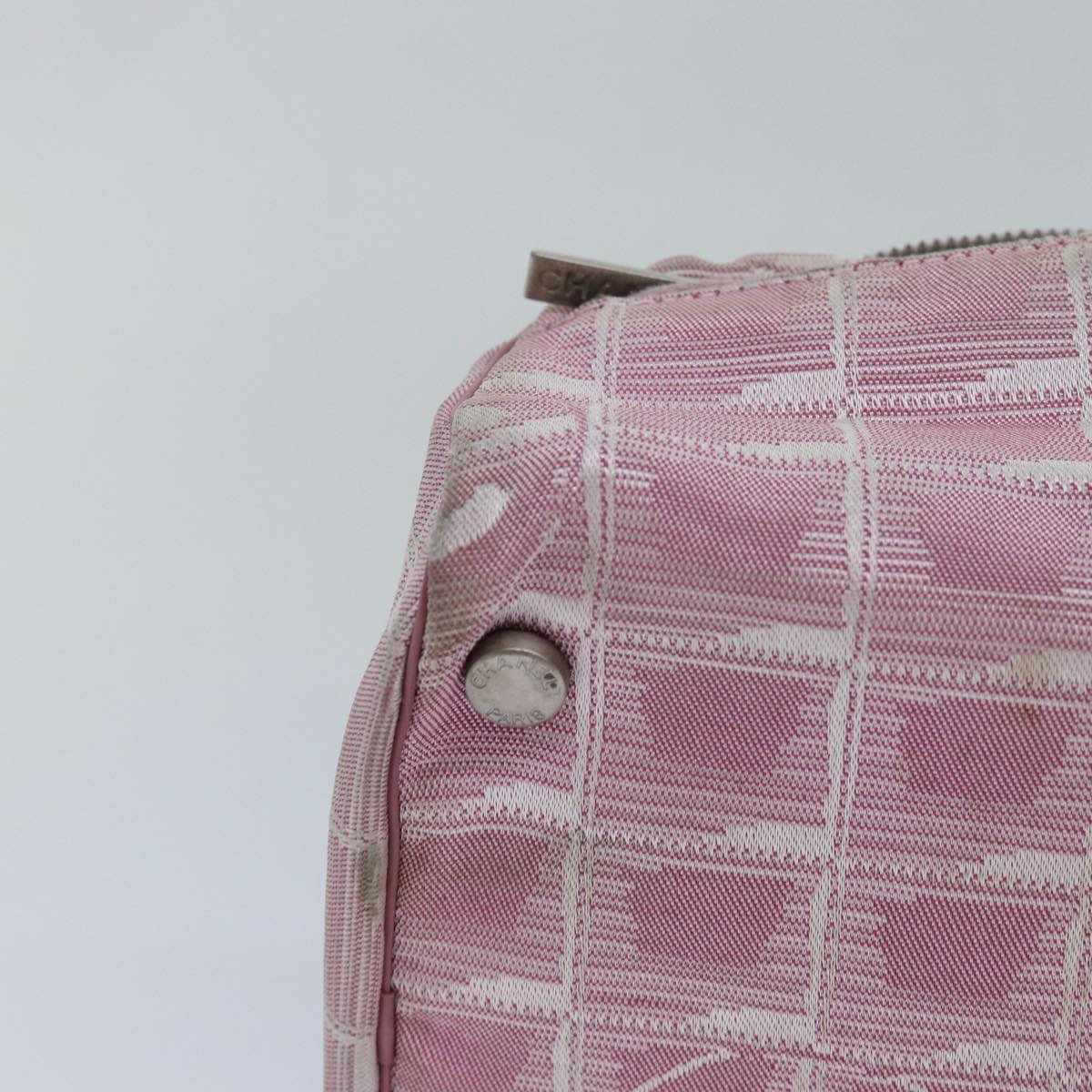 Top Quality Chanel New Travel Line Hand Bag Nylon Pink CC Auth 83428