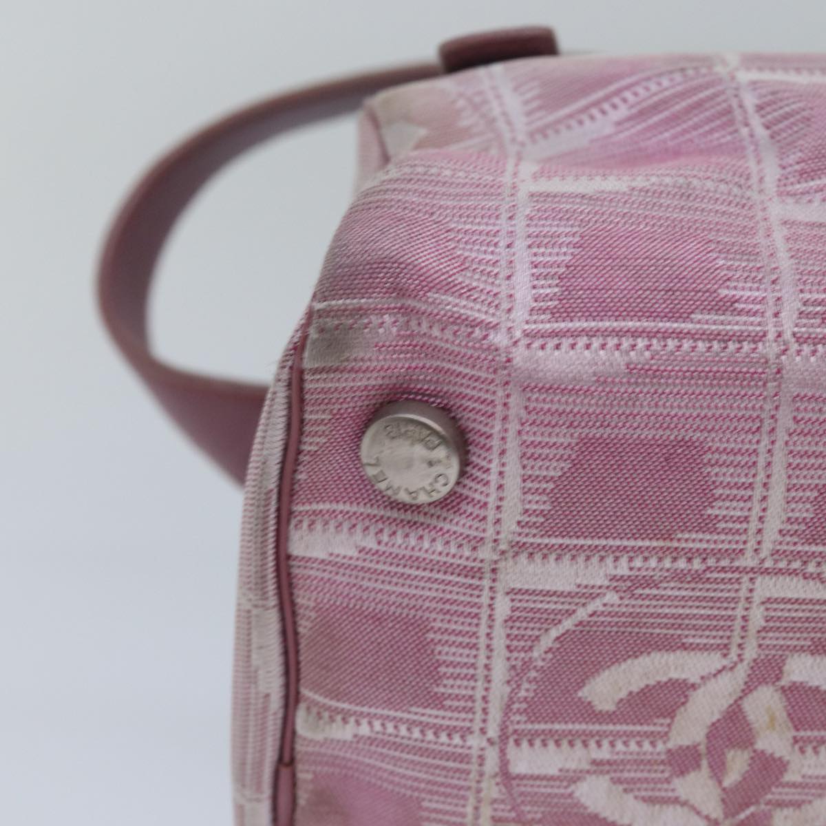 Top Quality Chanel New Travel Line Hand Bag Nylon Pink CC Auth 83428