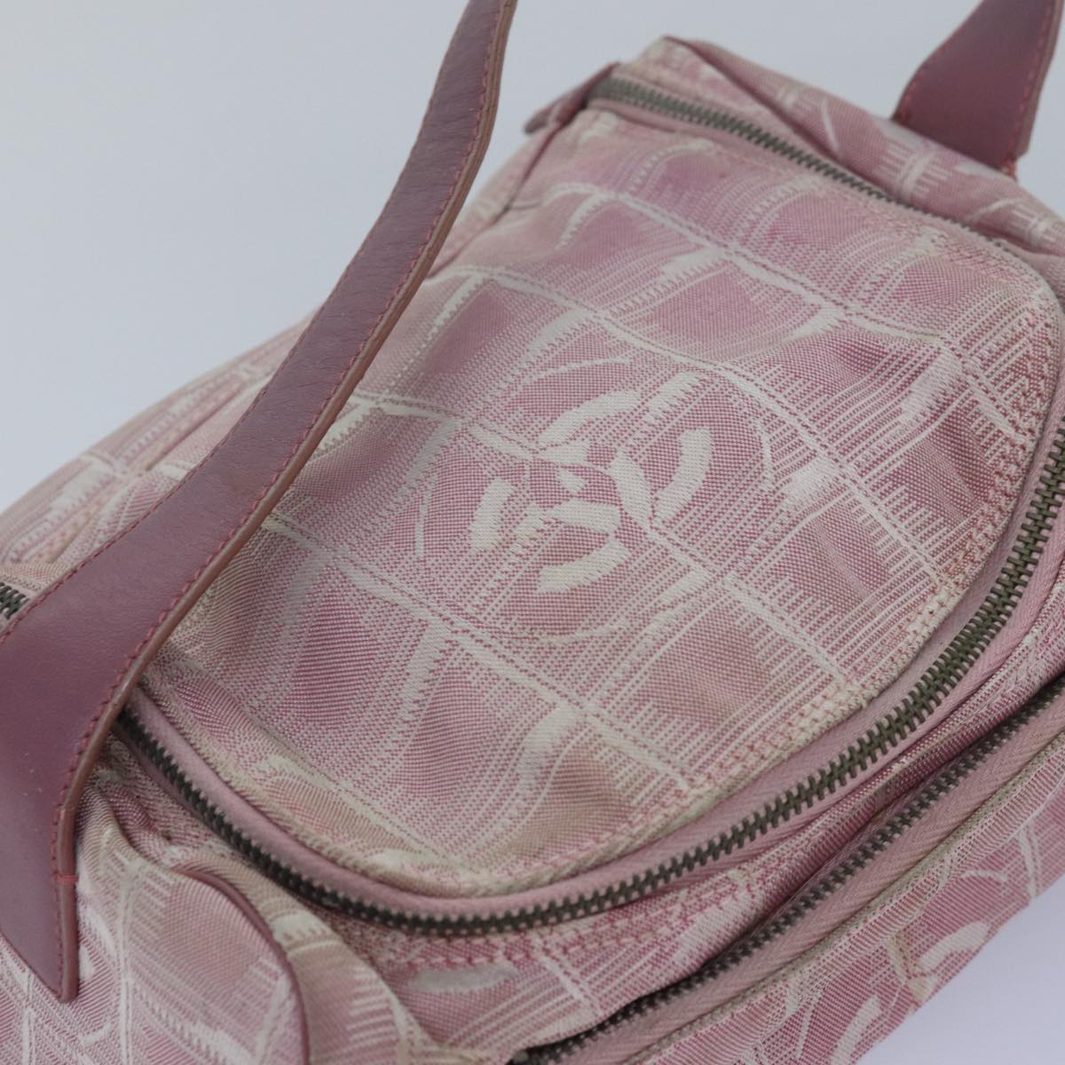 Top Quality Chanel New Travel Line Hand Bag Nylon Pink CC Auth 83428