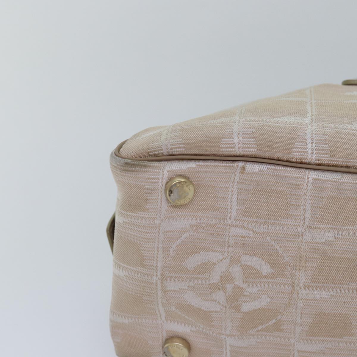 Top Quality Chanel New Travel Line Hand Bag Nylon Beige CC Auth 83429