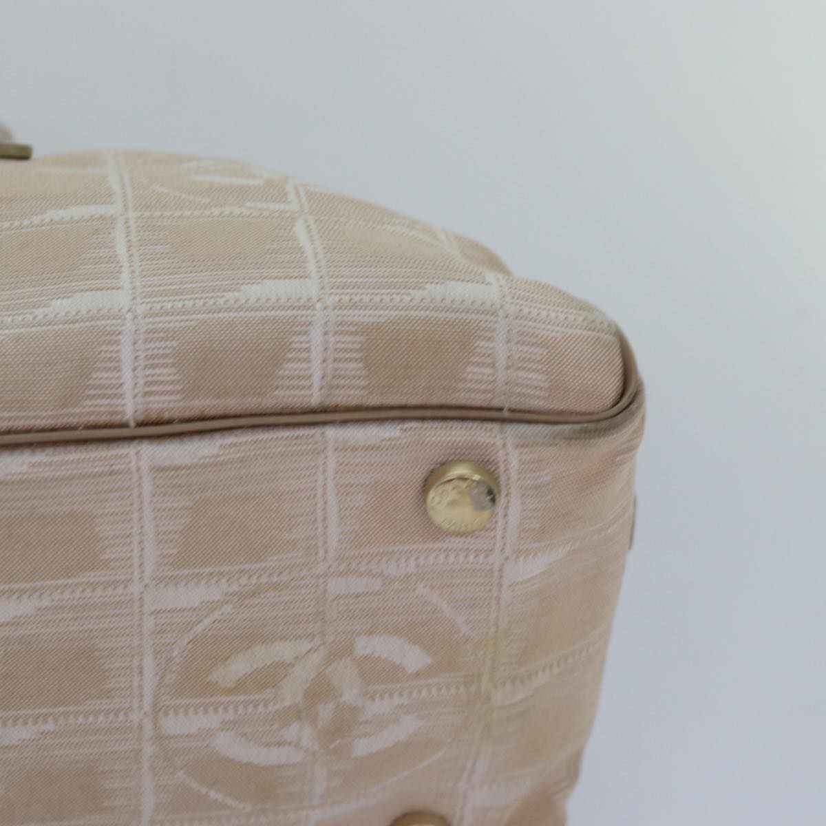 Top Quality Chanel New Travel Line Hand Bag Nylon Beige CC Auth 83429