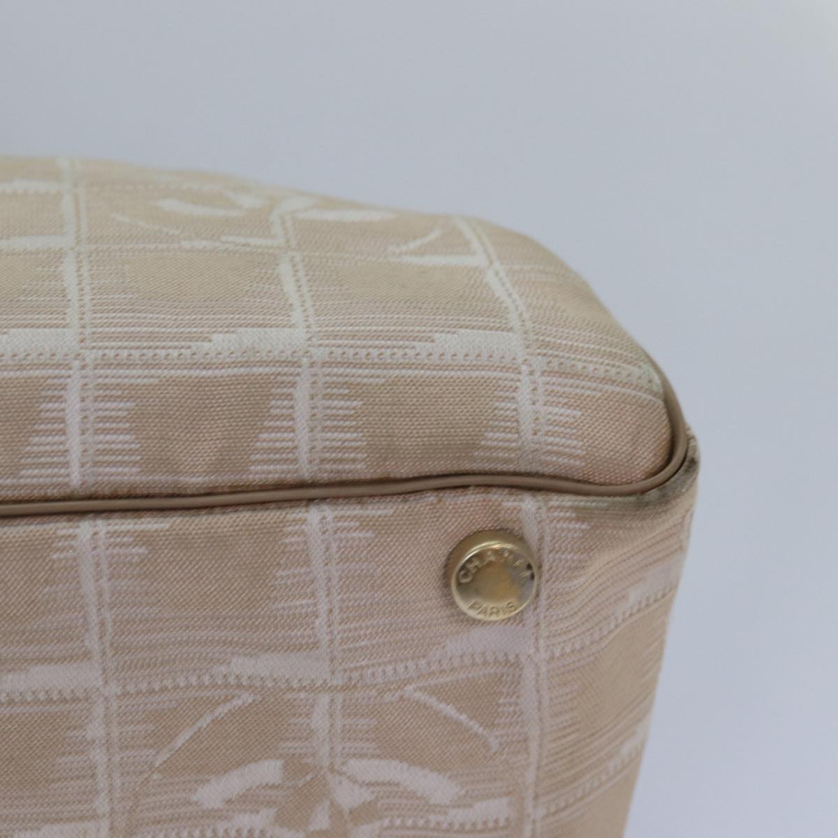 CHANEL New Travel Line Hand Bag Nylon Beige CC Auth 83429