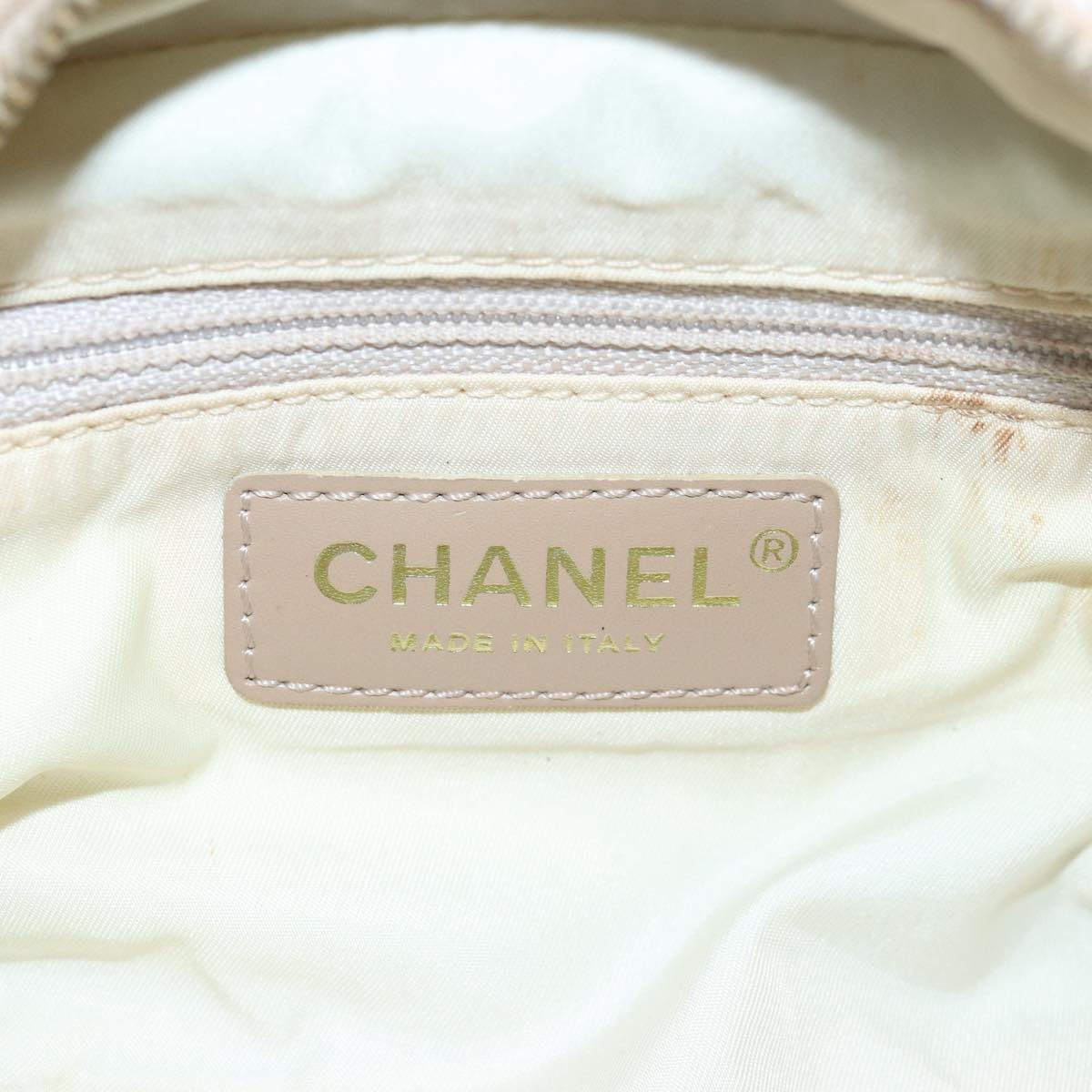 CHANEL New Travel Line Hand Bag Nylon Beige CC Auth 83429