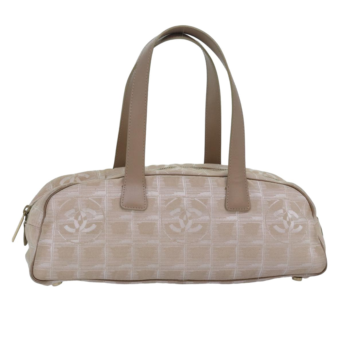Top Quality Chanel New Travel Line Hand Bag Nylon Beige CC Auth 83429