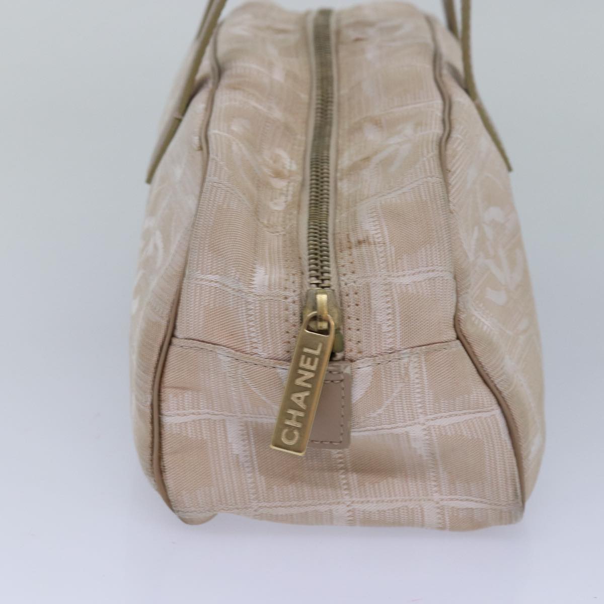 Top Quality Chanel New Travel Line Hand Bag Nylon Beige CC Auth 83429