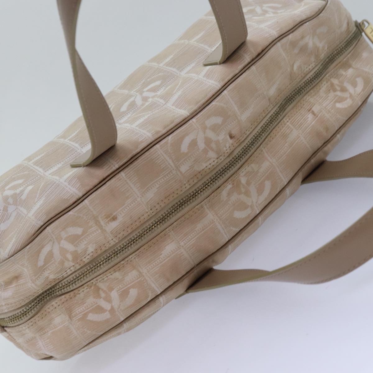 Top Quality Chanel New Travel Line Hand Bag Nylon Beige CC Auth 83429