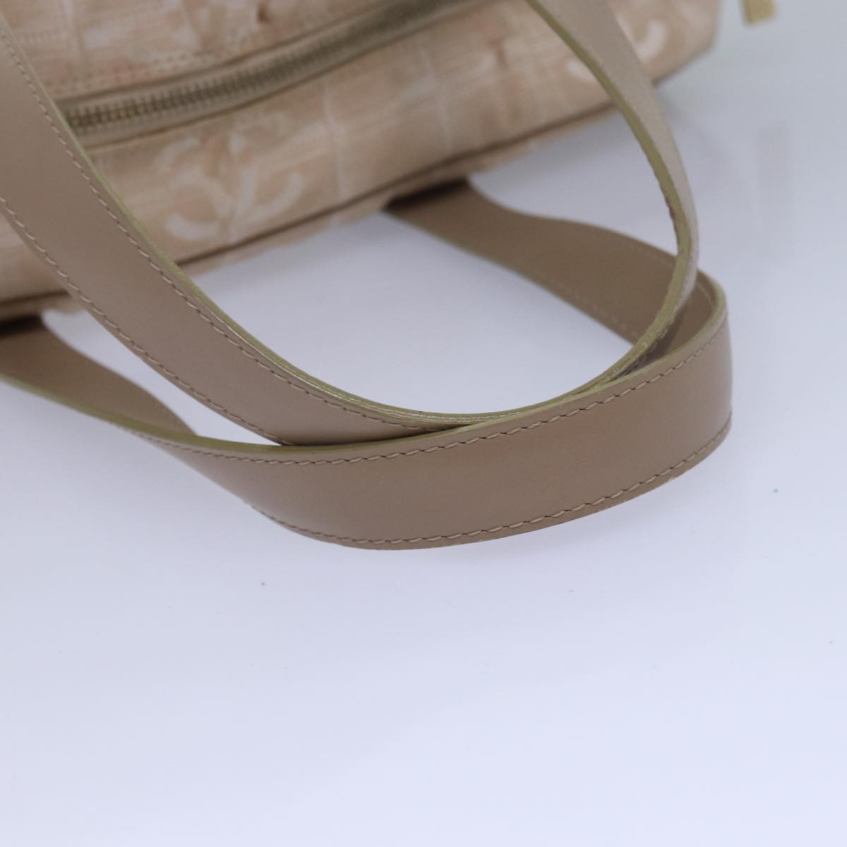 Top Quality Chanel New Travel Line Hand Bag Nylon Beige CC Auth 83429