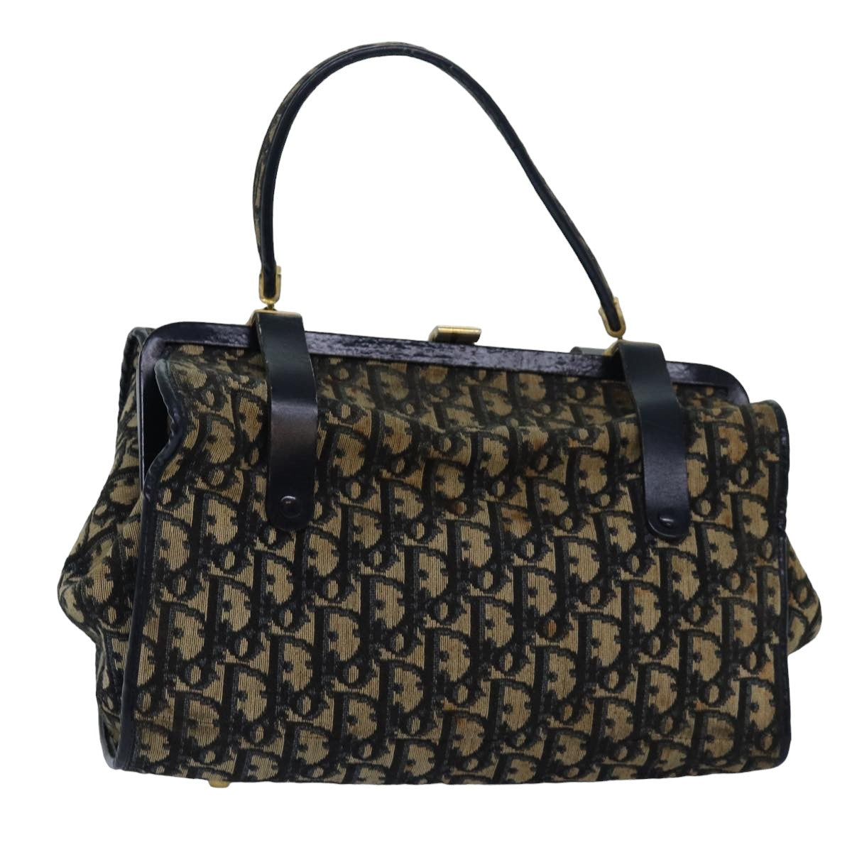 CHRISTIAN DIOR Trotter Canvas Hand Bag Navy Auth 83443