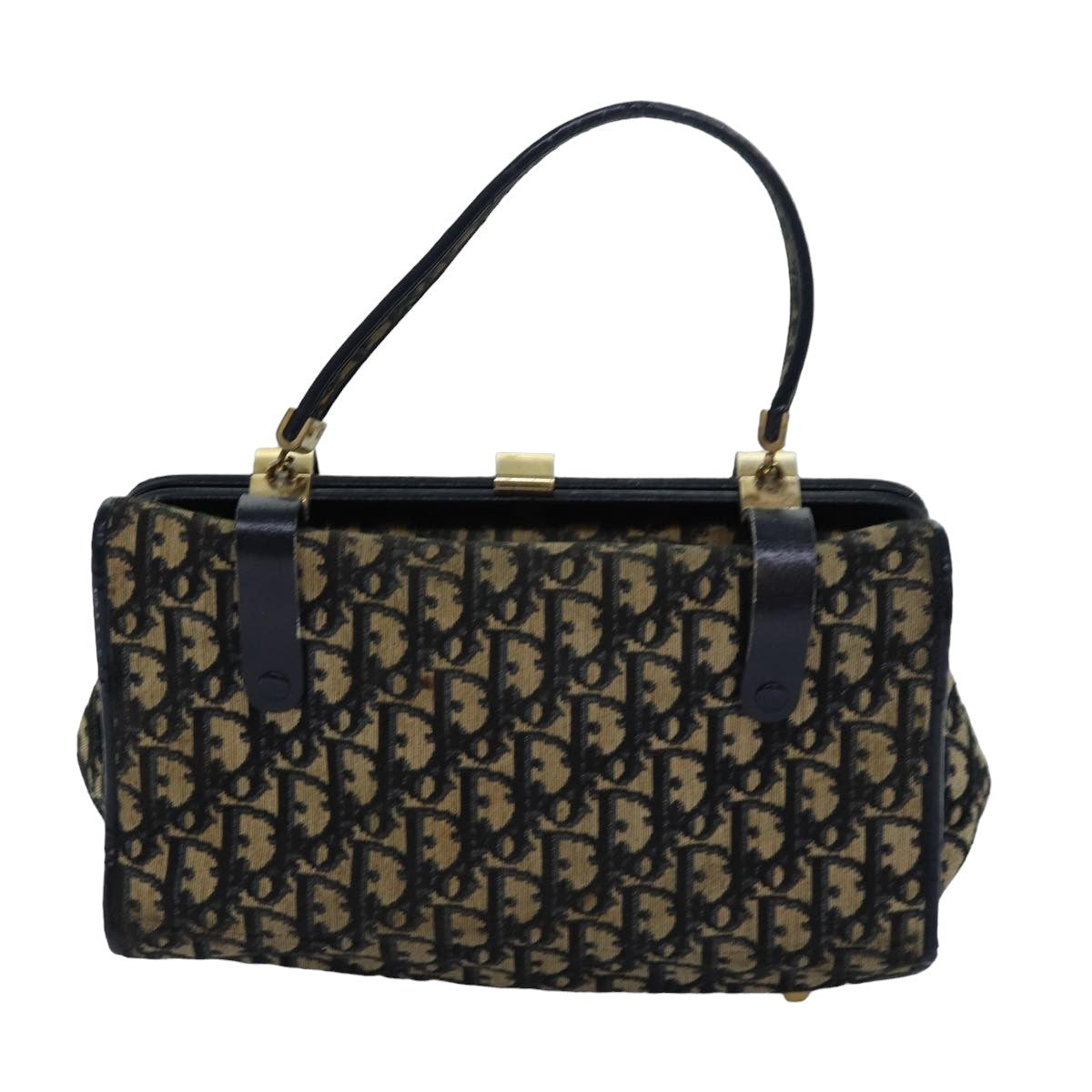 CHRISTIAN DIOR Trotter Canvas Hand Bag Navy Auth 83443