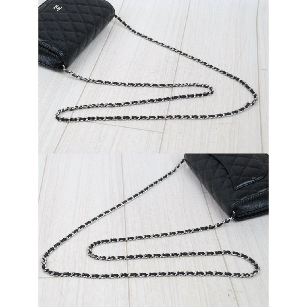 Very Good ( Rank A)｜ CHANEL Matelasse Caviar Skin Chain Wallet Black  Made in 2020-2021 Year ｜S25012702