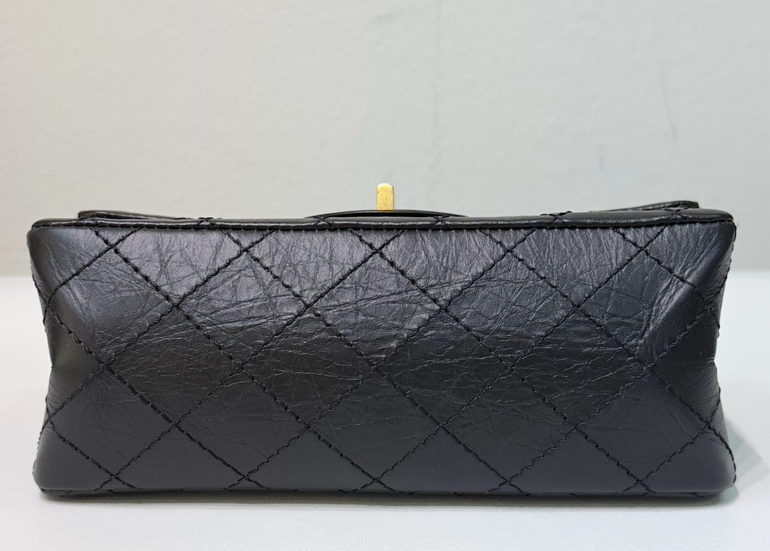 Chanel Mini Aged Calfskin Quilted 2.55 Reissue Flap Black Bag