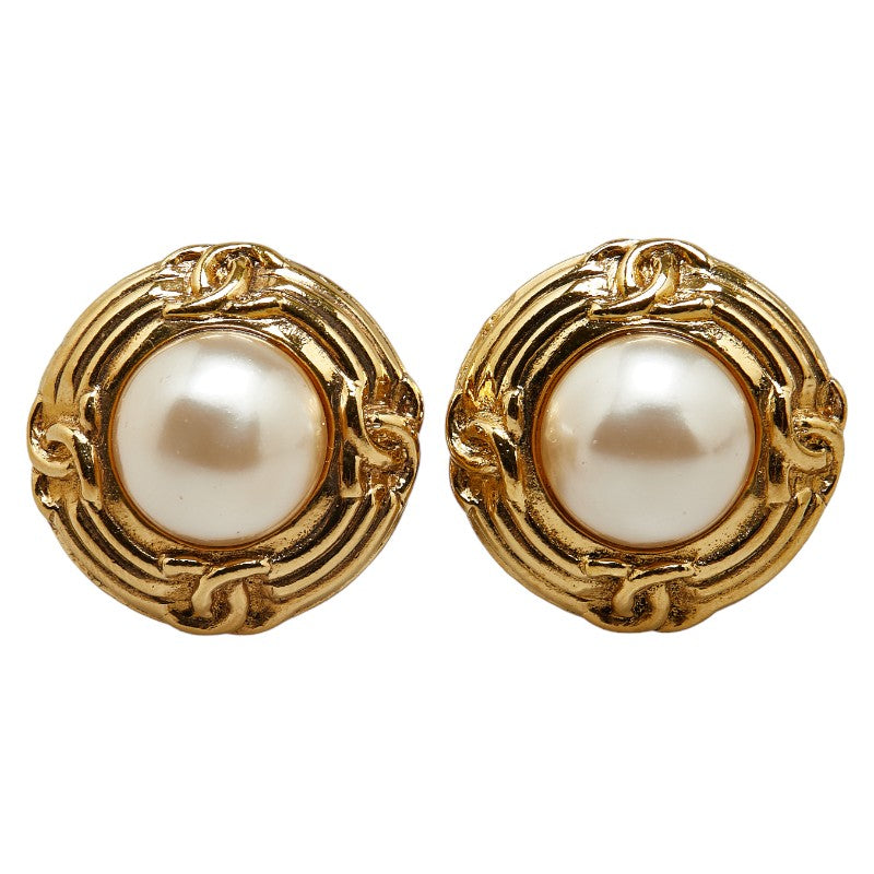 Chanel Vintage Coco Earring G Plated Pearl  Chanel