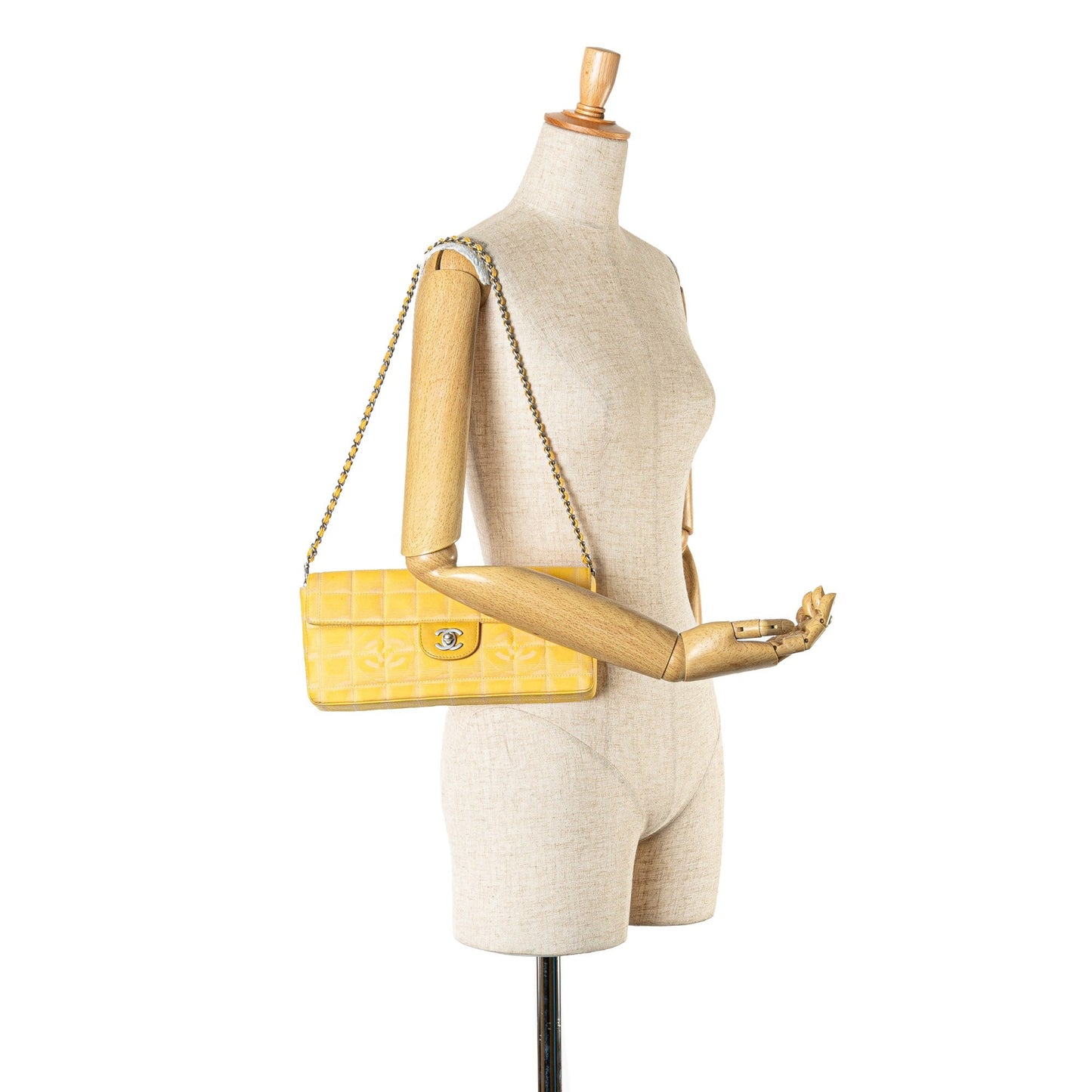 Yellow Chanel New Travel Line Nylon East West Flap Shoulder Bag