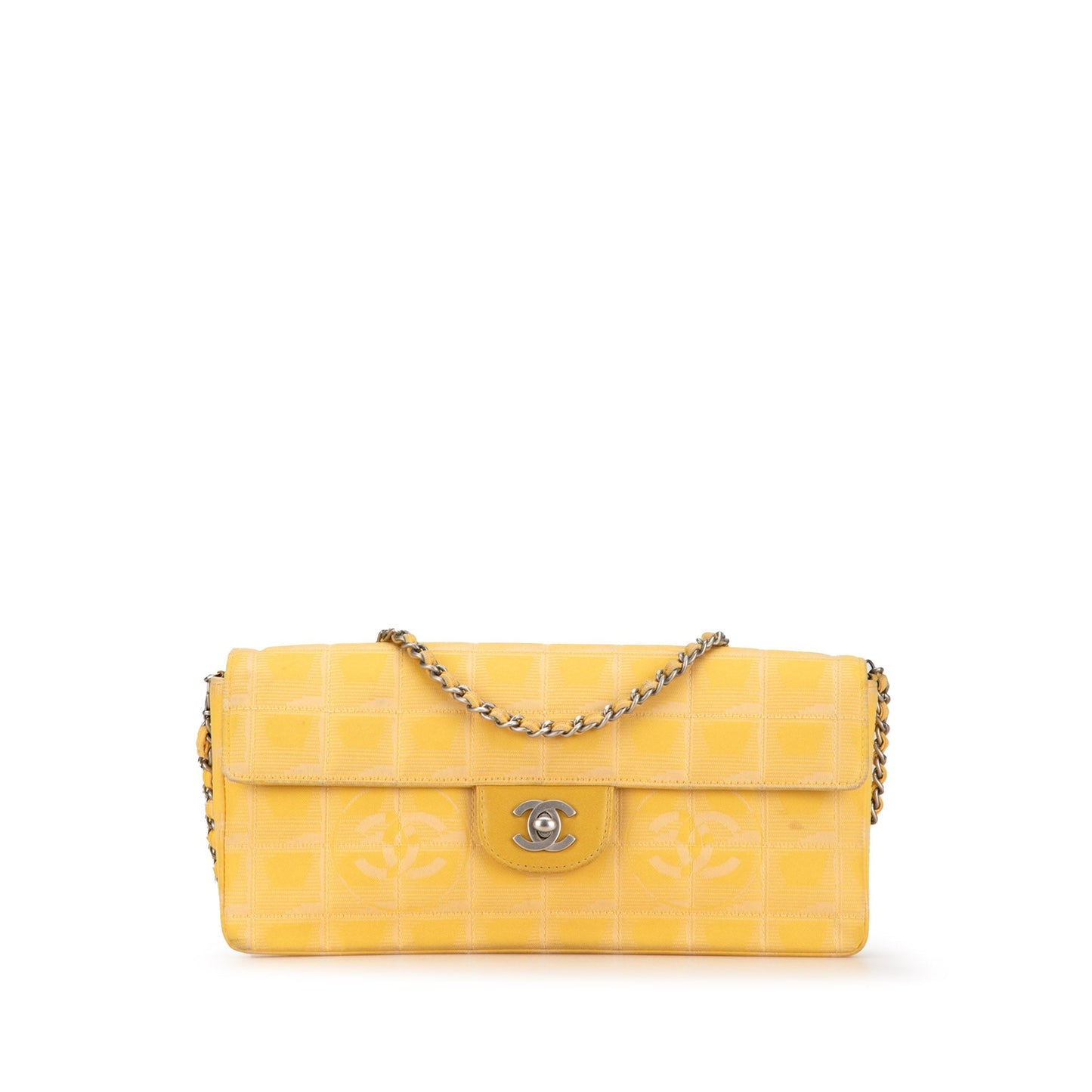 Yellow Chanel New Travel Line Nylon East West Flap Shoulder Bag