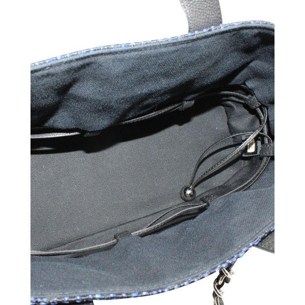 CHANEL Small 2 Way Bag in Blue Raffia