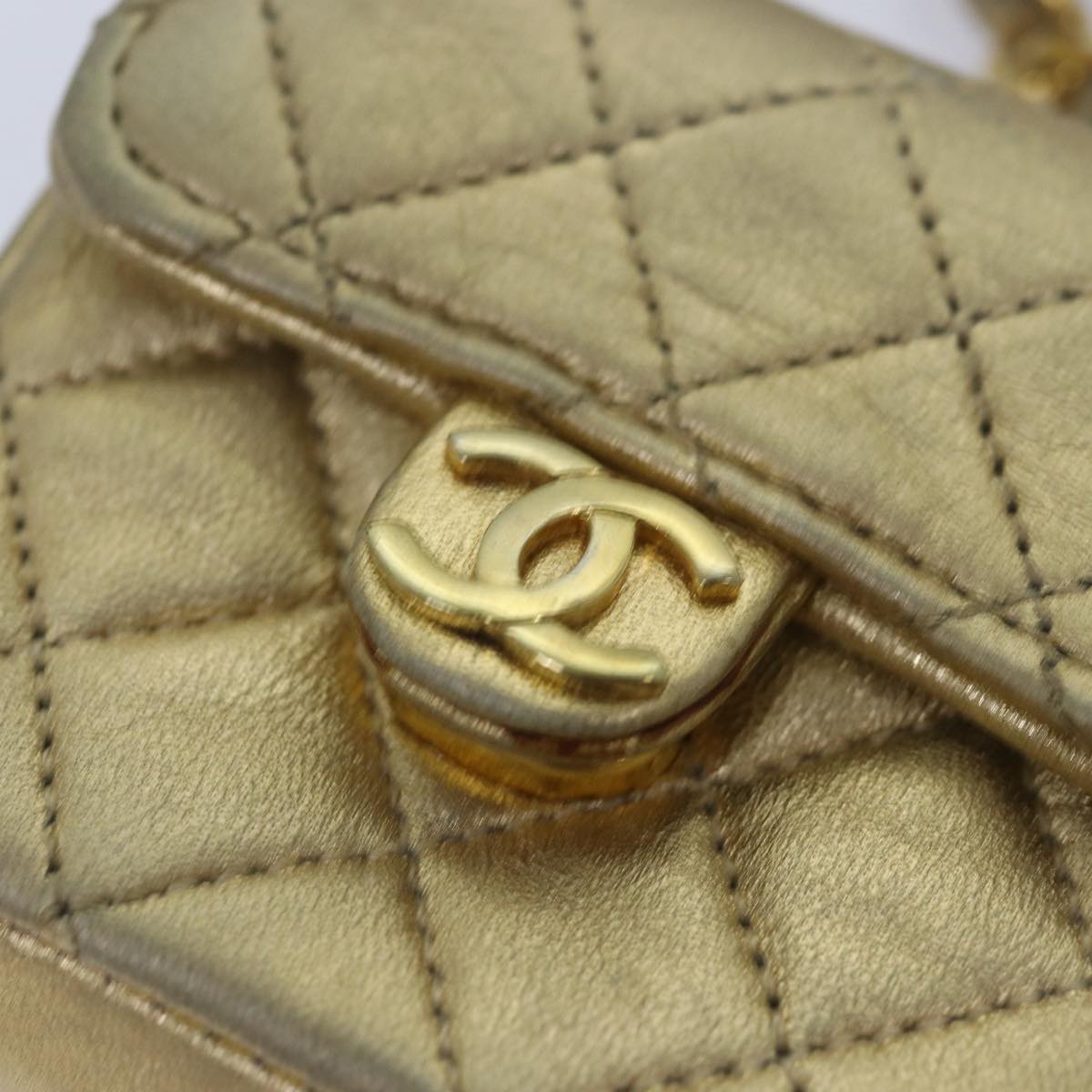 Top Quality Chanel Mini Matelasse Chain Shoulder Bag Lamb Skin Gold Tone CC Auth 84205A
