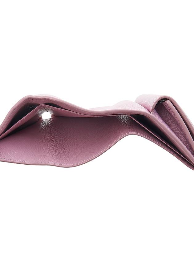 Luxury Balenciaga  Logo Tripold Leather Half-Wallet Pink