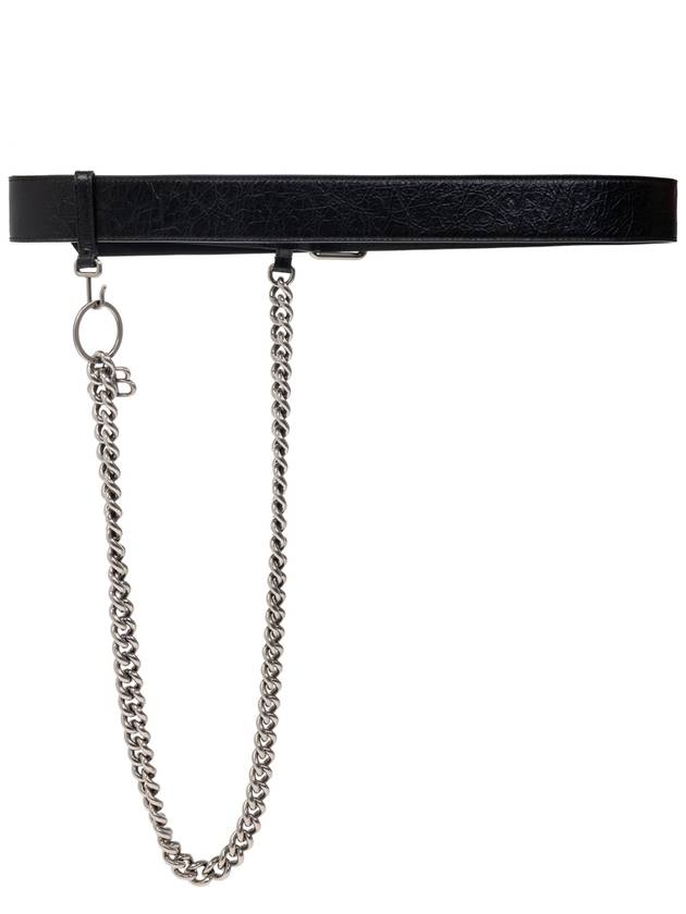 Luxury Balenciaga  Luxury Balenciaga  Leather Belt With Chain, Men's, Black