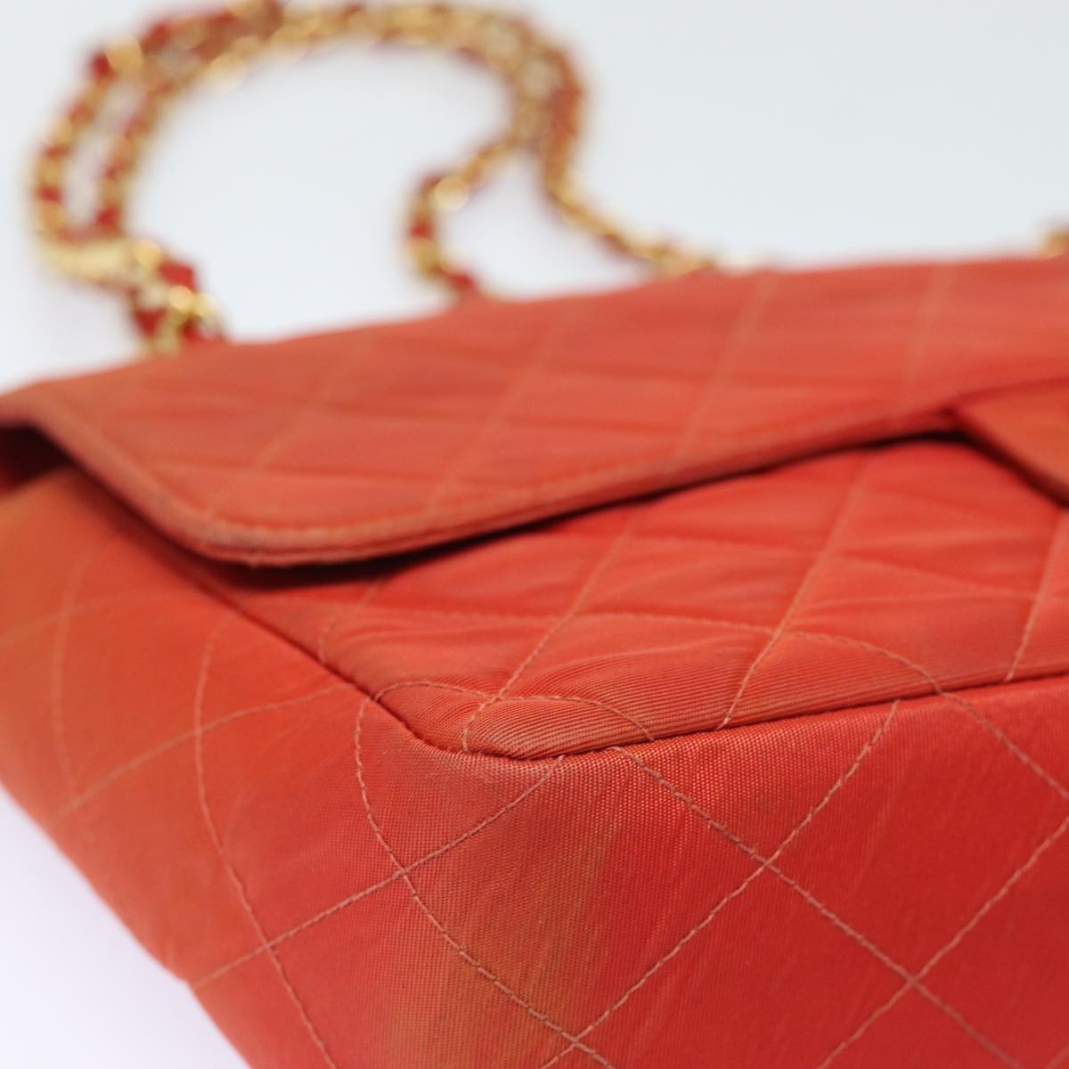 Top Quality Chanel Matelasse Chain Shoulder Bag Nylon Orange CC Auth 84479