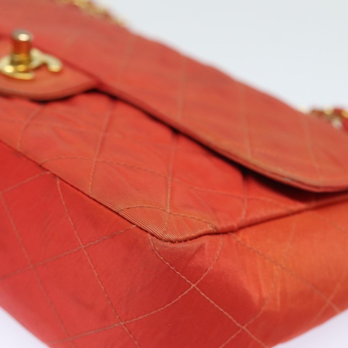 Top Quality Chanel Matelasse Chain Shoulder Bag Nylon Orange CC Auth 84479