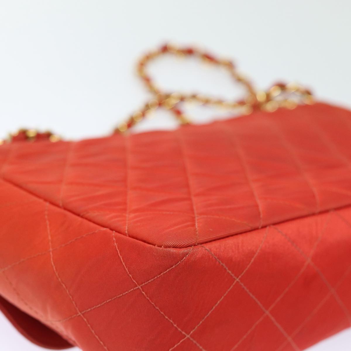 Top Quality Chanel Matelasse Chain Shoulder Bag Nylon Orange CC Auth 84479