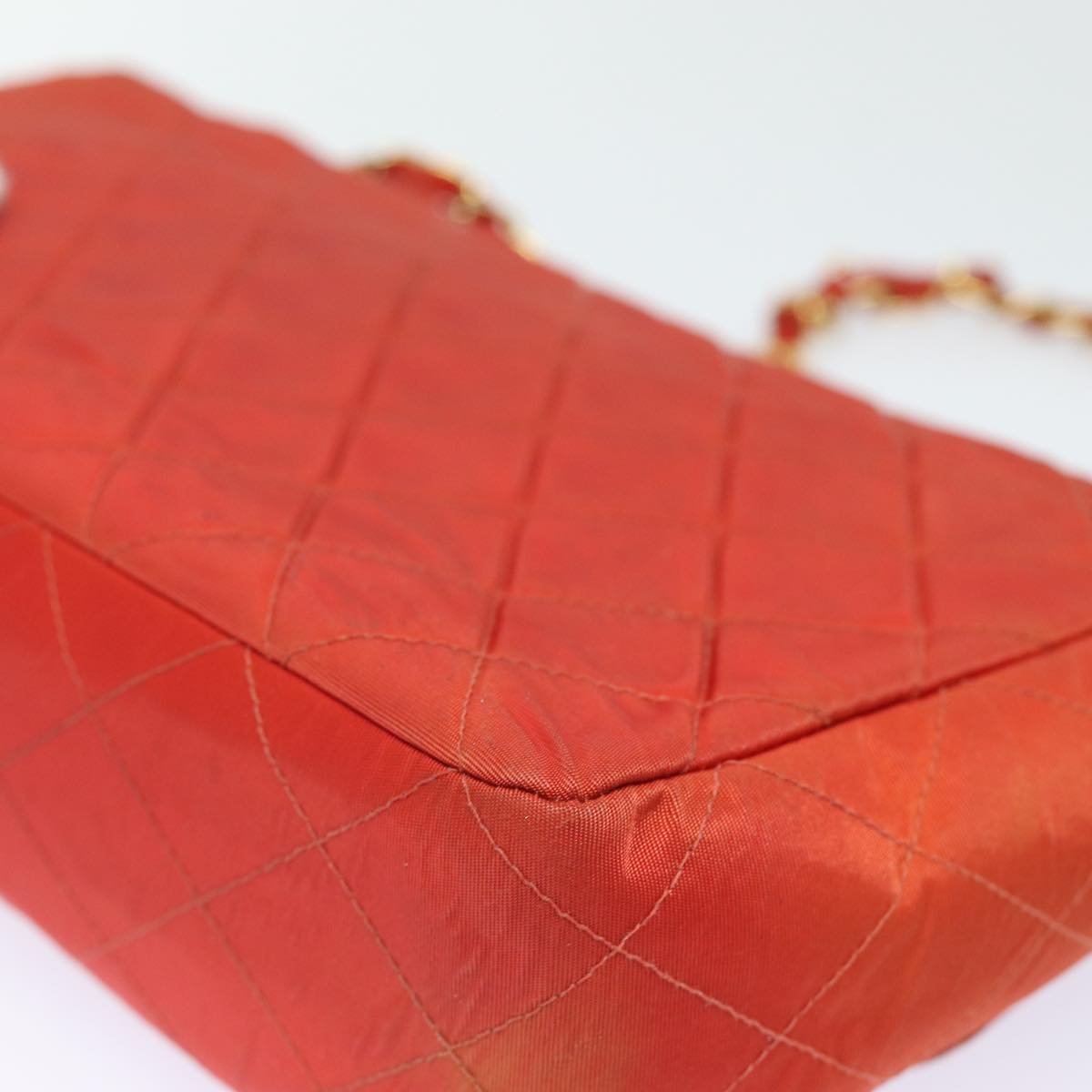 Top Quality Chanel Matelasse Chain Shoulder Bag Nylon Orange CC Auth 84479
