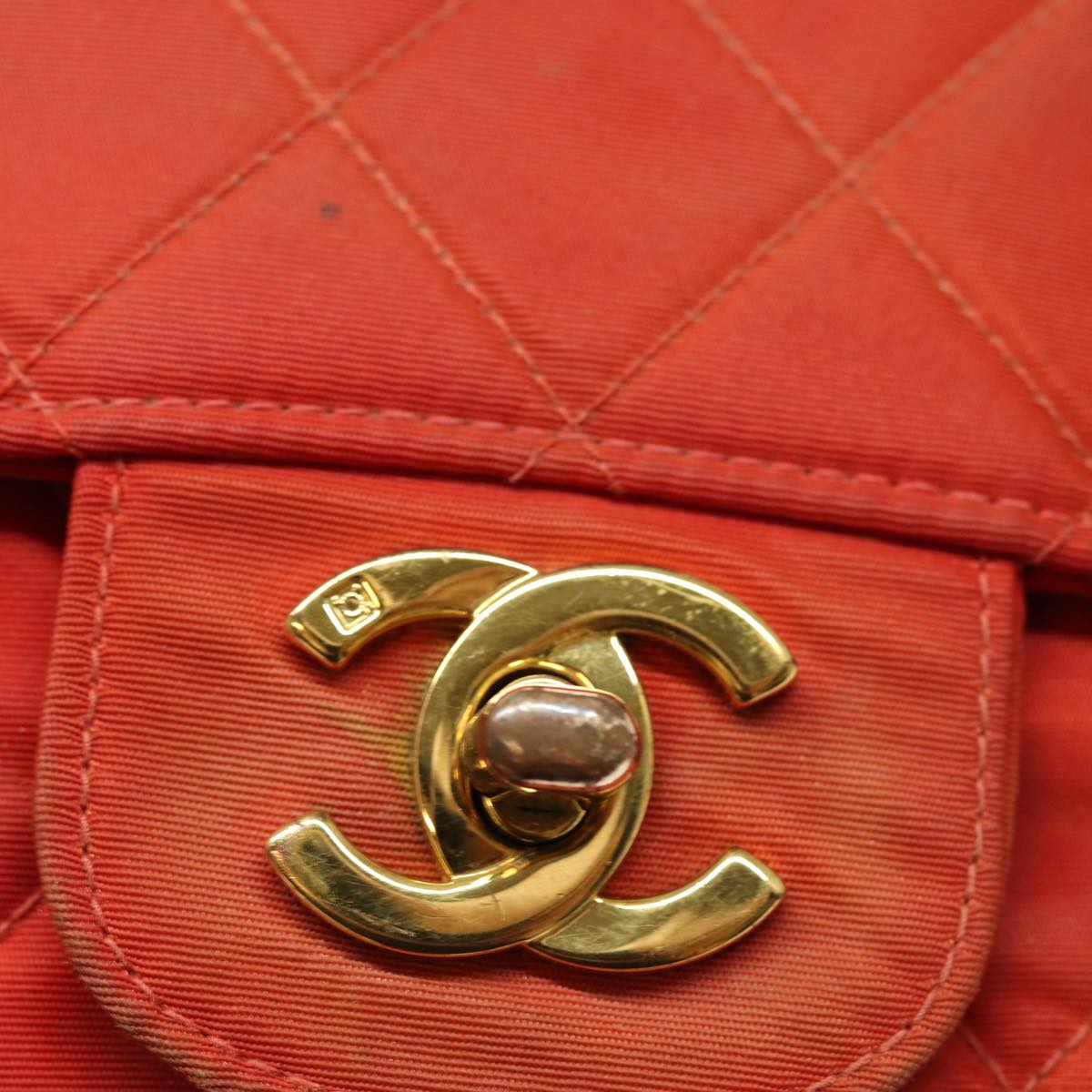 Top Quality Chanel Matelasse Chain Shoulder Bag Nylon Orange CC Auth 84479