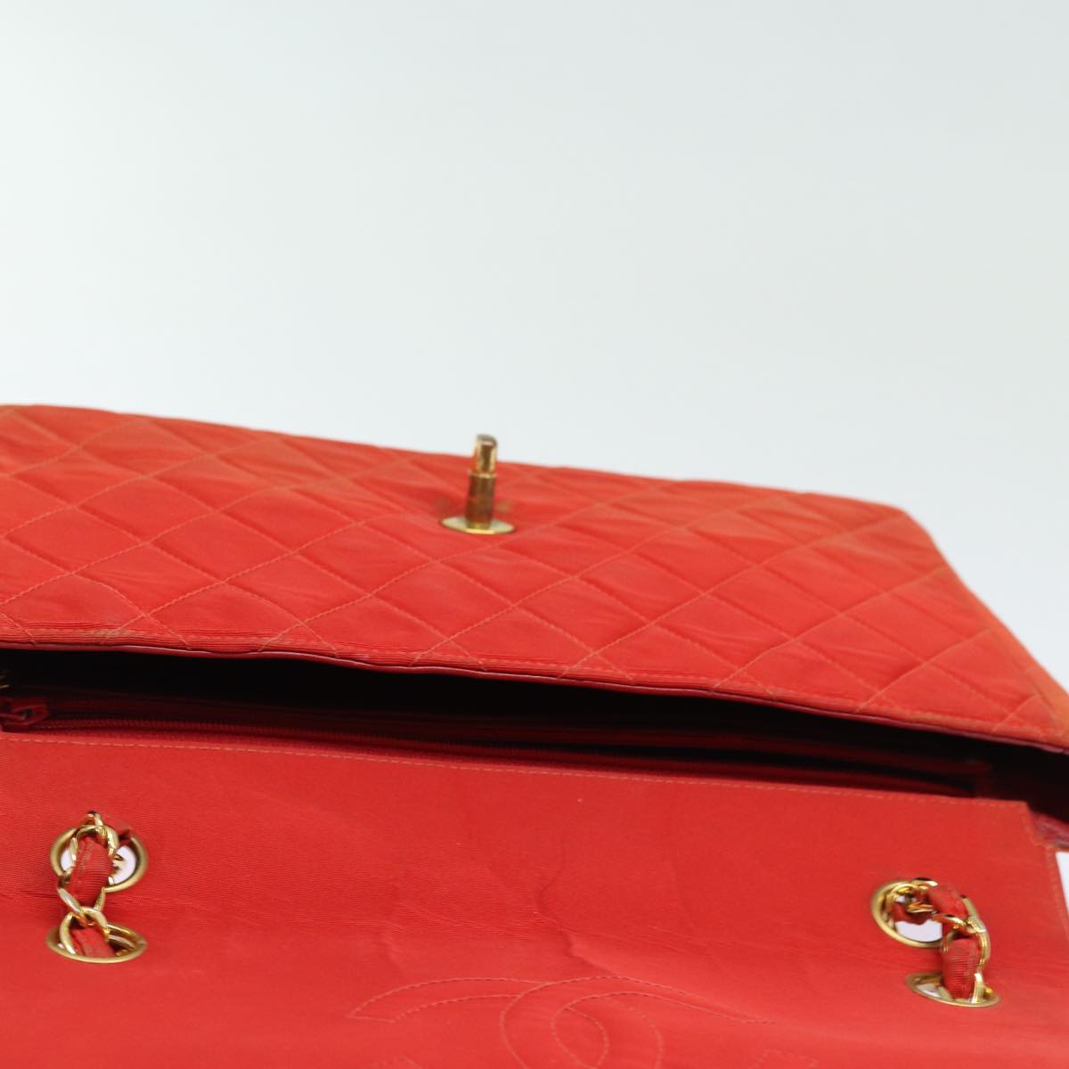 Top Quality Chanel Matelasse Chain Shoulder Bag Nylon Orange CC Auth 84479