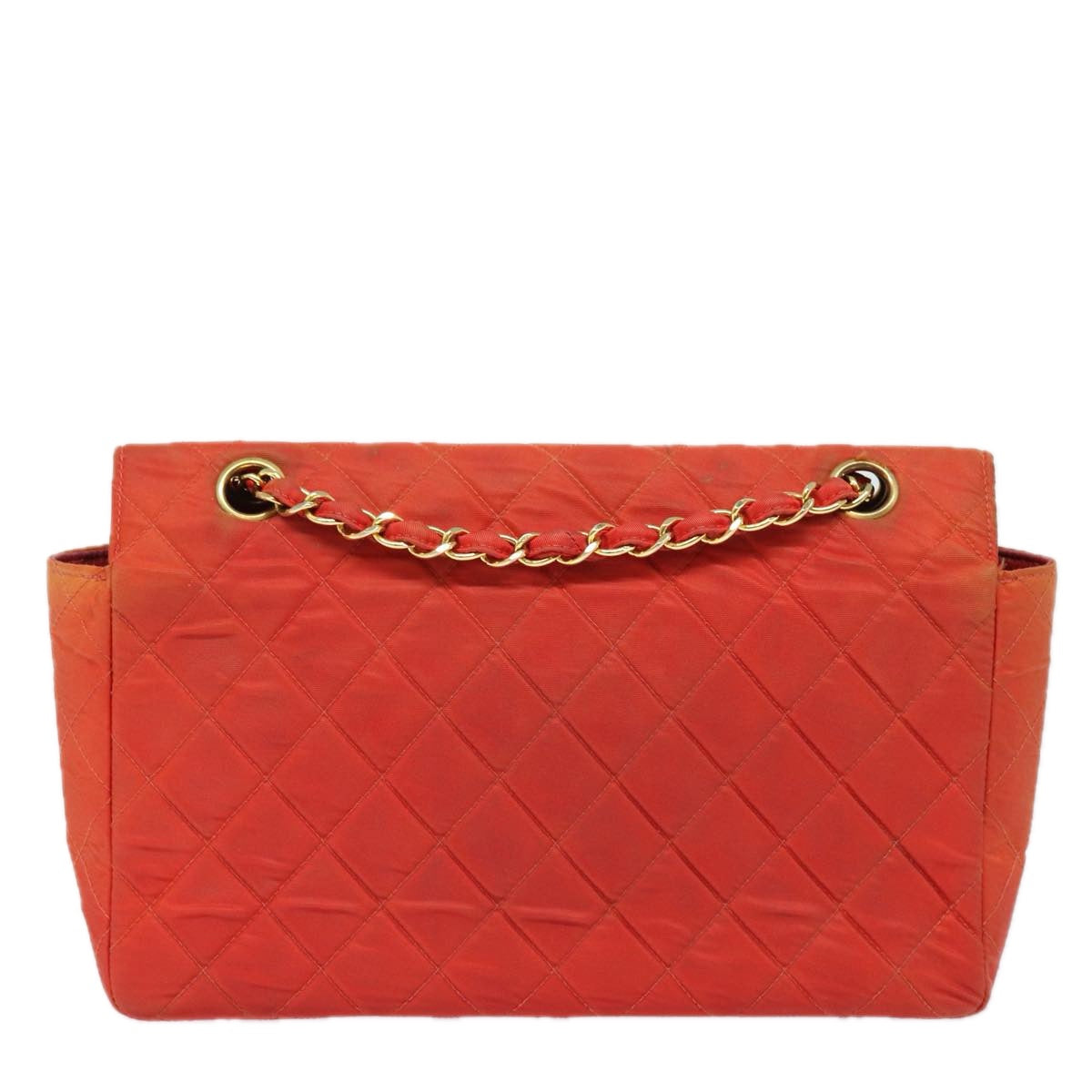 Top Quality Chanel Matelasse Chain Shoulder Bag Nylon Orange CC Auth 84479