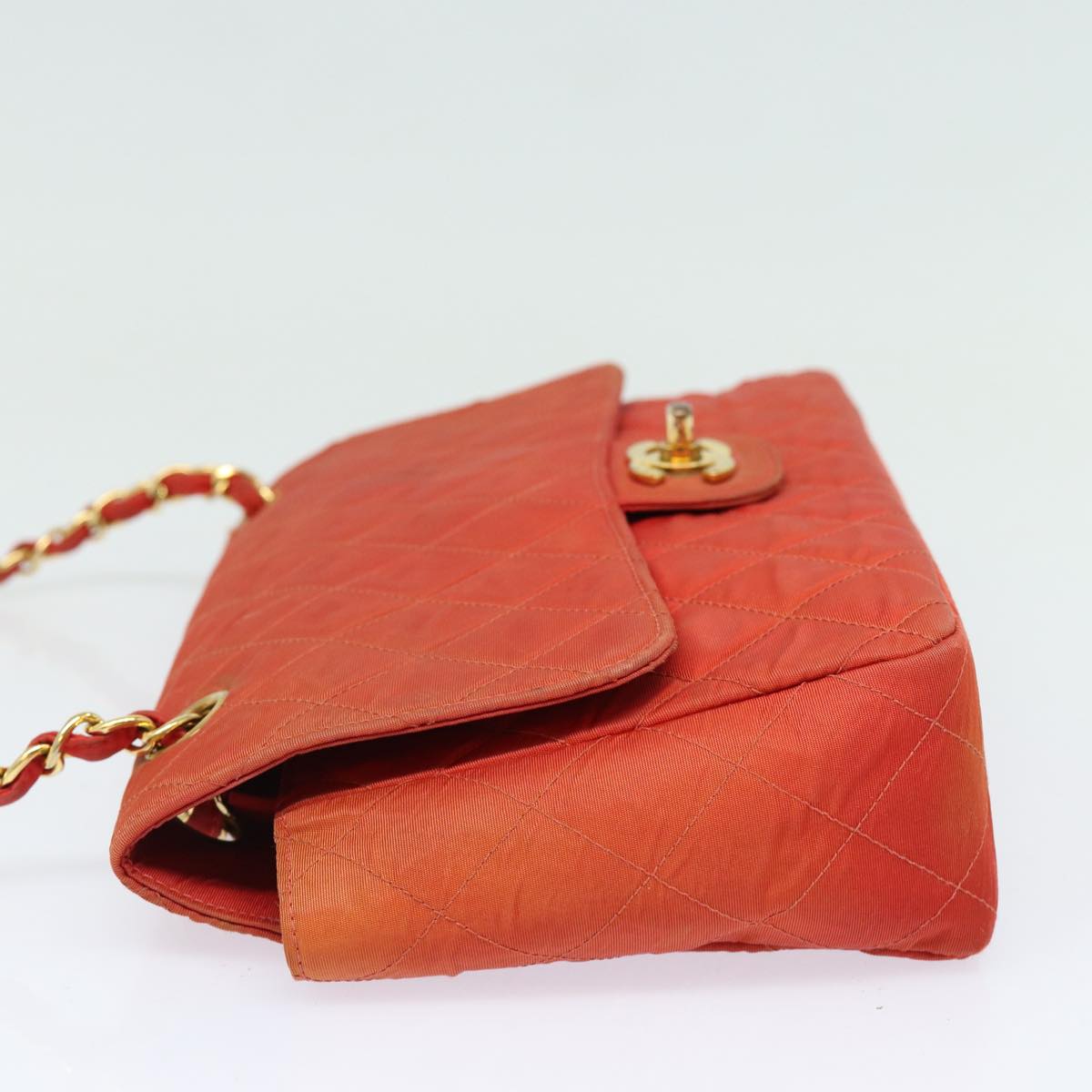 Top Quality Chanel Matelasse Chain Shoulder Bag Nylon Orange CC Auth 84479