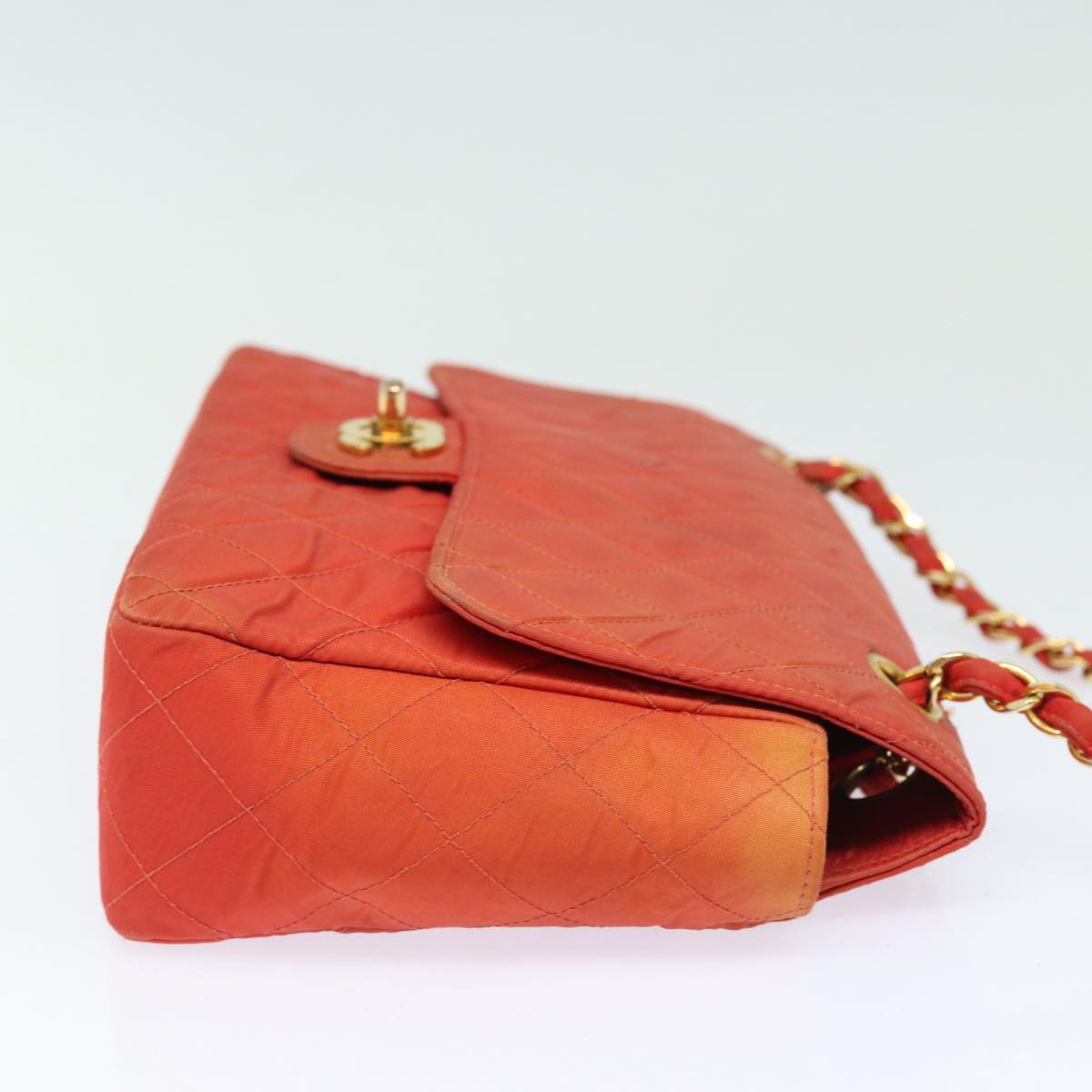 Top Quality Chanel Matelasse Chain Shoulder Bag Nylon Orange CC Auth 84479