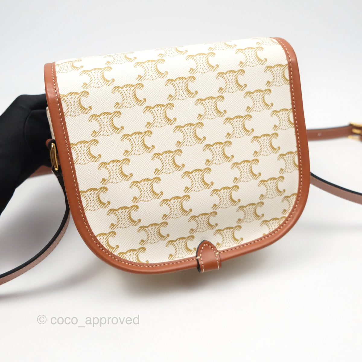 Celine Medium Folco Bag Triomphe Canvas White
