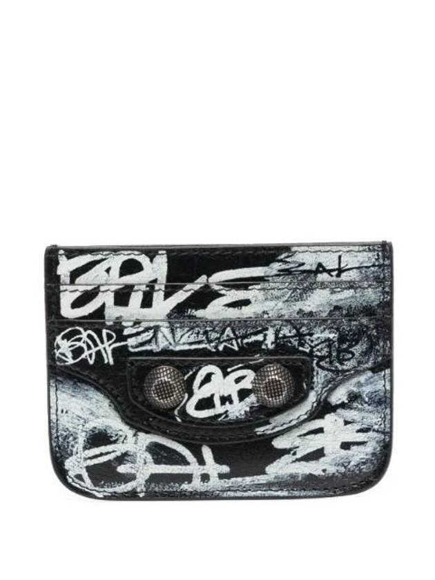Luxury Balenciaga  Le Cagole Graffiti Card Wallet Black