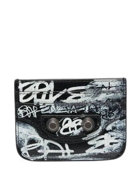 Luxury Balenciaga  Le Cagole Graffiti Card Wallet Black