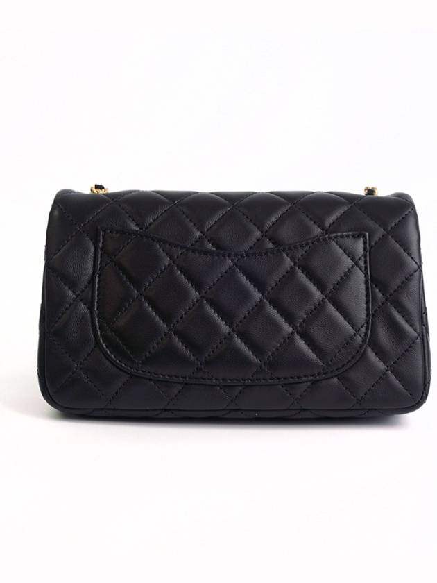 Classic New Mini Gold Ball Flap Lambskin Gold Metal Cross Bag Black Chanel