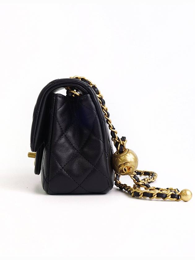 Classic New Mini Gold Ball Flap Lambskin Gold Metal Cross Bag Black Chanel
