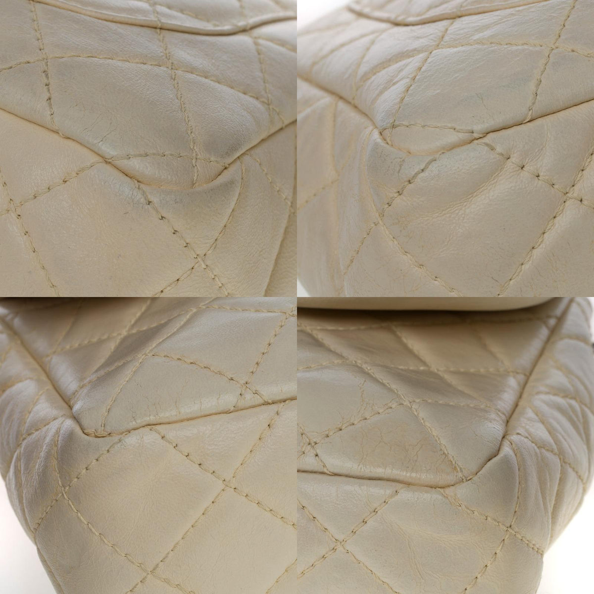 CHANEL Timeless/Classique Jumbo Flap bag handbag in ecru quilted lambskin, SHW