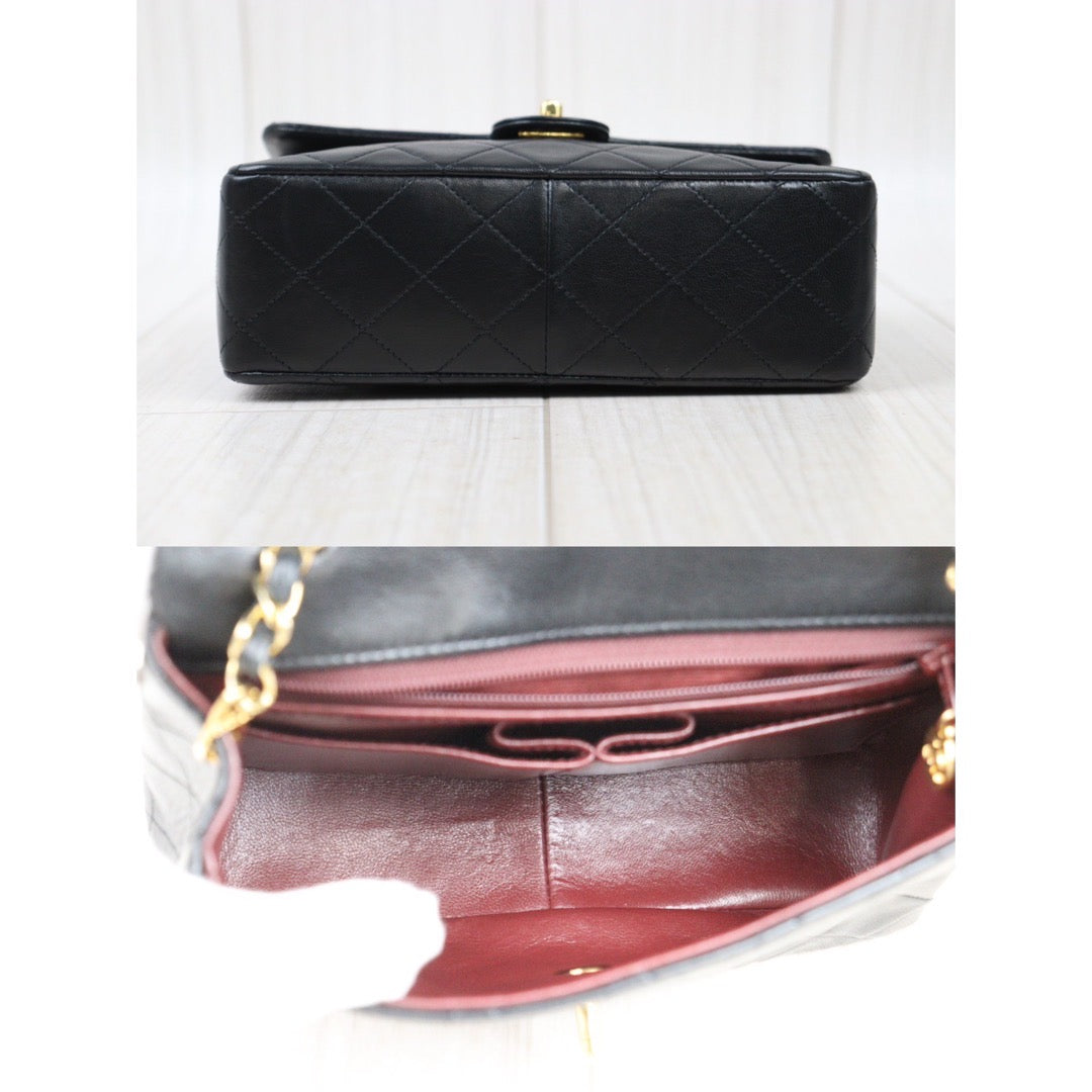 Rank A｜ CHANEL Black Lanbskin Square 20 Shoulder Bag Made In 1989～1991Year ｜P24061131