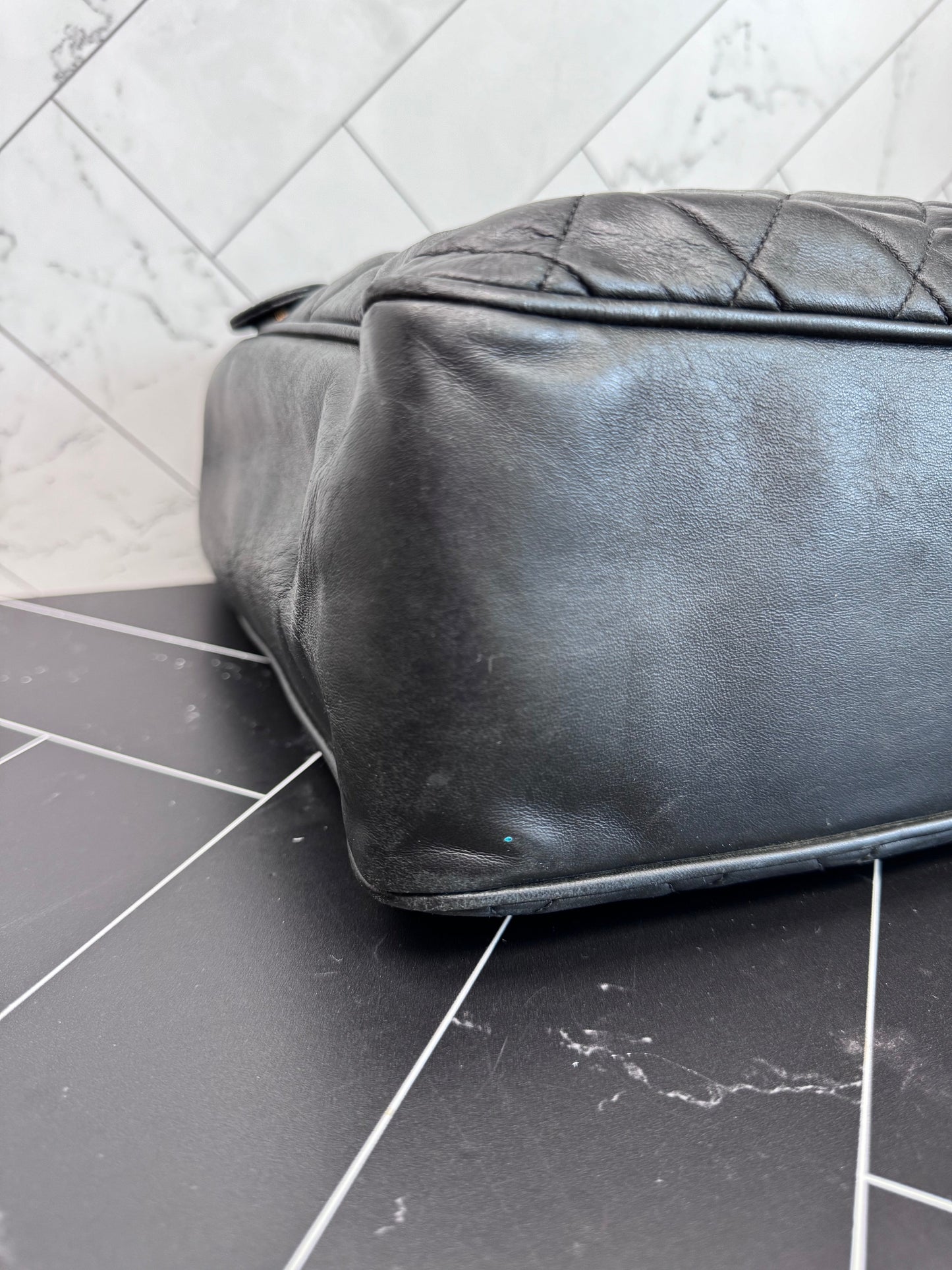 Chanel Vintage Black Lambskin Shopping Tote