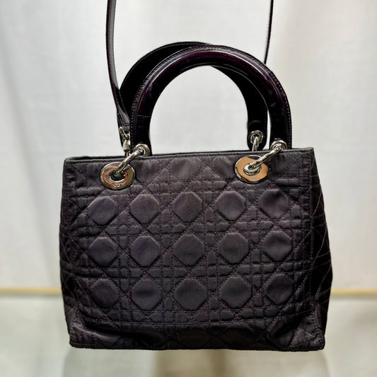 Dior Purple Nylon Cannage Lady Dior Satchel