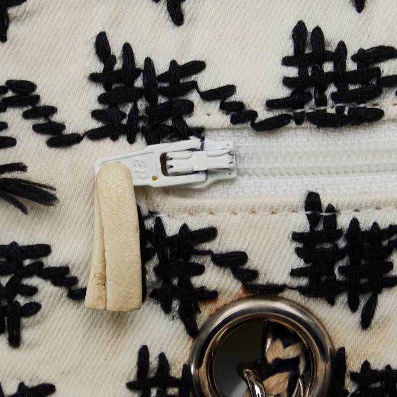 Chanel Matrases Chain Twin Chain houlder Bag White Black Canvas  Chanel