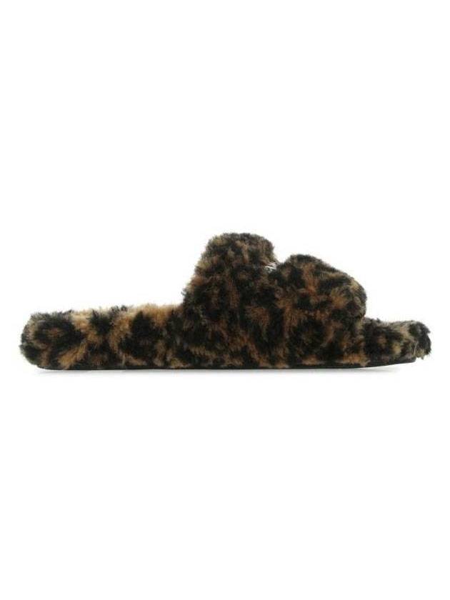 Luxury Balenciaga  Leopard Pattern Fake Fur Slide Slippers